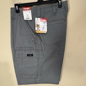 Wrangler Cargo Shorts Men 34 Relaxed Fit Cotton Gray Outdoors Trail Casual NEW